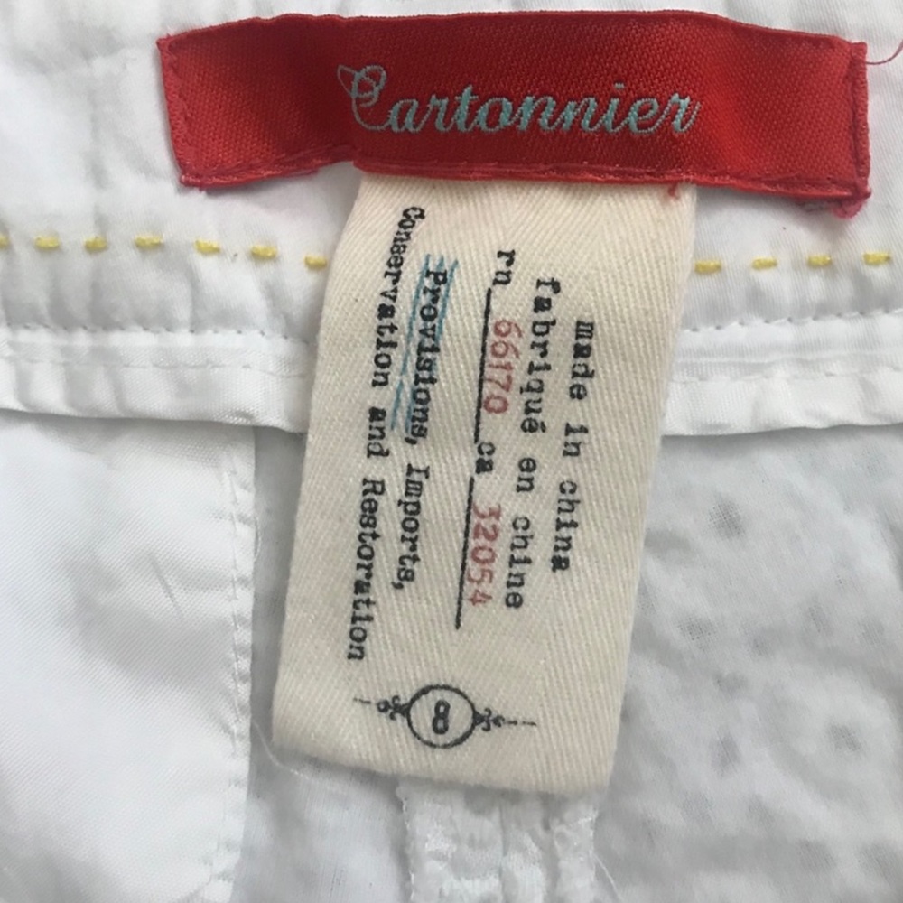 Anthropologie Cartonnier Charlie White Embroidered Eyelet Cropped Pant 8 - Picture 5 of 6